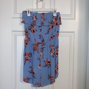 Strapless Floral Romper